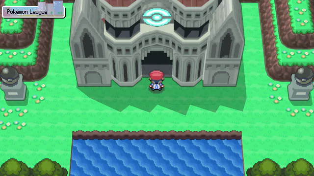 The player at the entrance of the Pokémon League.